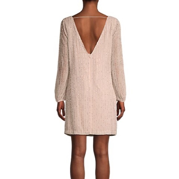 ONE33 SOCIAL Open-Back Beaded Shift Dress - Cocktail Formal Dress - peach ivory - Picture 4 of 16